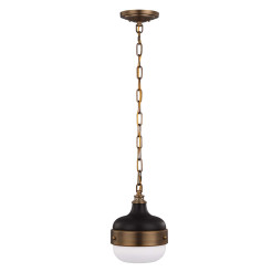 Mała lampa wisząca Cadence - 1 źródło światła - Ciemny antyczny mosiądz, matowa czerń FE-CADENCE-1P-MB