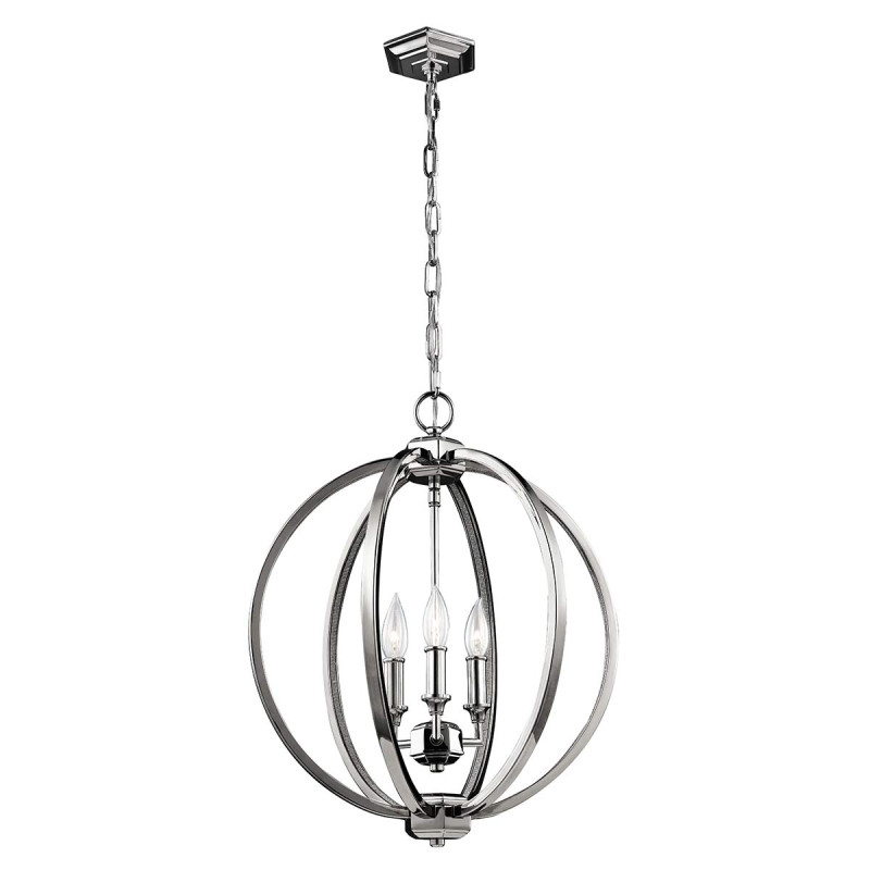 Średnia lampa wisząca Corinne - 3 źródła światła - Polerowany nikiel FE-CORINNE-3P-M