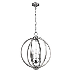 Średnia lampa wisząca Corinne - 3 źródła światła - Polerowany nikiel FE-CORINNE-3P-M