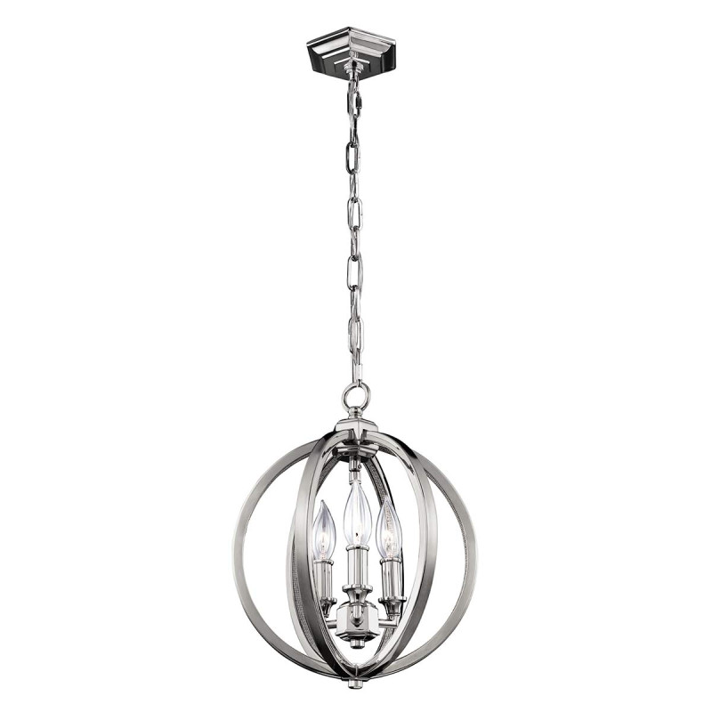 Mała lampa wisząca Corinne - 3 źródła światła - Polerowany nikiel FE-CORINNE-3P-S