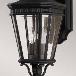 Średnia latarnia naścienna Cotswold Lane - 2 źródła światła - Czarny FE-COTSLN2-M-BK