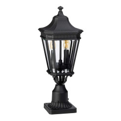 Średnia latarnia cokołowa Cotswold Lane - 2 źródła światła - Czarny FE-COTSLN3-M-BK