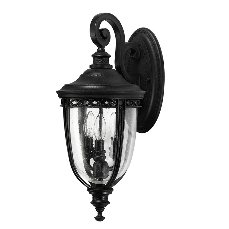 Średnia latarnia naścienna English Bridle - 3 źródła światła - Czarny FE-EB2-M-BLK