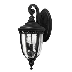 Średnia latarnia naścienna English Bridle - 3 źródła światła - Czarny FE-EB2-M-BLK