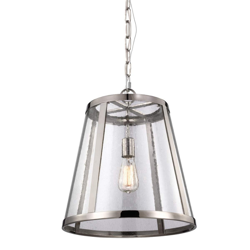 Średnia lampa wisząca Harrow - 1 źródło światła - Polerowany nikiel FE-HARROW-P-M