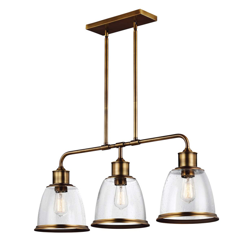 Lampa wyspowa Hobson - 3 źródła światła - Postarzany mosiądz FE-HOBSON-3P-AB
