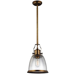 Średnia lampa wisząca Hobson - 1 źródło światła - Postarzany mosiądz FE-HOBSON-P-M-AB