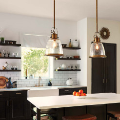 Średnia lampa wisząca Hobson - 1 źródło światła - Postarzany mosiądz FE-HOBSON-P-M-AB
