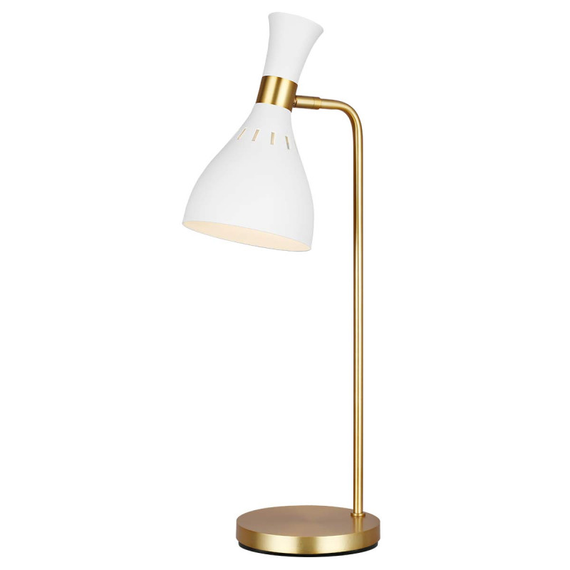 Lampa stołowa Joan - 1 źródło światła - Matowa biel, oksydowany mosiądz FE-JOAN-TL-MW