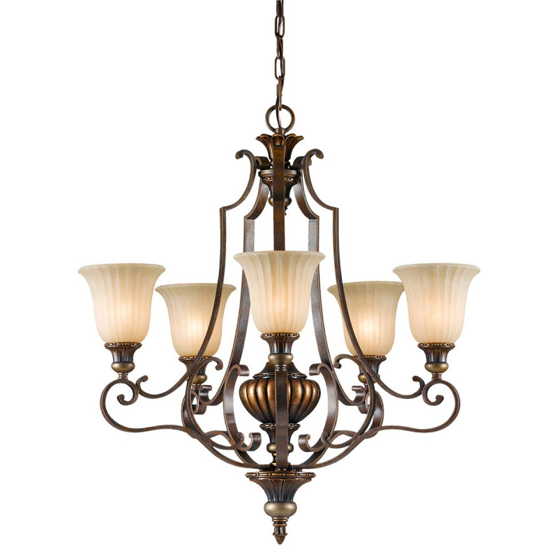 Żyrandol Kelham Hall - 5 źródeł światła - Florenckie złoto, brytyjski brąz FE-KELHAM-HALL5-UPLT