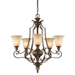 Żyrandol Kelham Hall - 5 źródeł światła - Florenckie złoto, brytyjski brąz FE-KELHAM-HALL5-UPLT