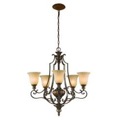 Żyrandol Kelham Hall - 5 źródeł światła - Florenckie złoto, brytyjski brąz FE-KELHAM-HALL5-UPLT