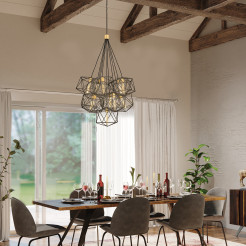 Lampa wisząca Astrid - 11 źródeł światła - Matowy brąz, złoty HK-ASTRID-11P