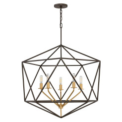 Lampa wisząca Astrid - 5 źródeł światła - Matowy brąz, złoty HK-ASTRID-5P