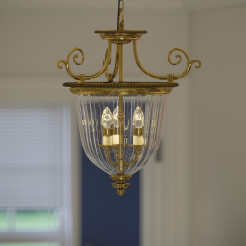 Mała lampa wisząca Cambridge - 3 źródła światła - Oksydowany mosiądz HK-CAMBRIDGE-P-S