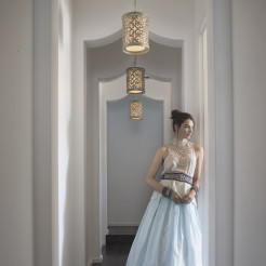 Mała lampa wisząca Carabel - 1 źródło światła - Szampański HK-CARABEL-P-A