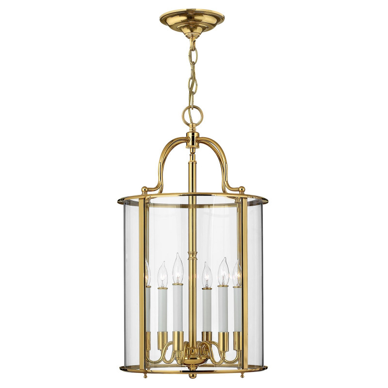 Duża lampa wisząca Gentry - 6 źródeł światła - Polerowany mosiądz HK-GENTRY-P-L-PB