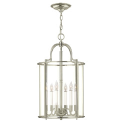 Duża lampa wisząca Gentry - 6 źródeł światła - Polerowany nikiel HK-GENTRY-P-L-PN
