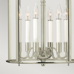 Duża lampa wisząca Gentry - 6 źródeł światła - Polerowany nikiel HK-GENTRY-P-L-PN