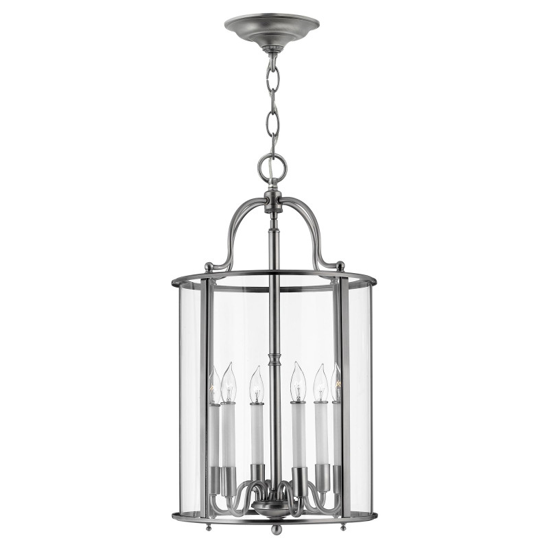 Duża lampa wisząca Gentry - 6 źródeł światła - Pewter HK-GENTRY-P-L-PW