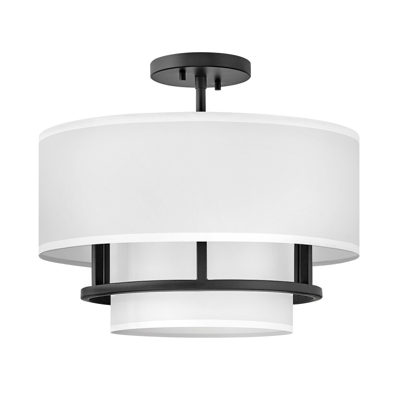 Lampa wisząca / Półplafon Graham - 3 źródła światła - Czarny HK-GRAHAM-M-BK