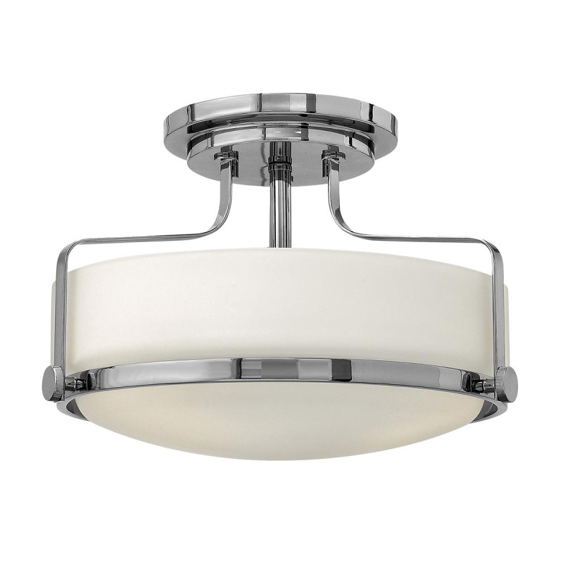 Mały półplafon Harper - 3 źródła światła - Polerowany chrom - Opalowy klosz HK-HARPER-SFS-CM