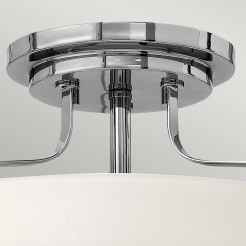 Mały półplafon Harper - 3 źródła światła - Polerowany chrom - Opalowy klosz HK-HARPER-SFS-CM
