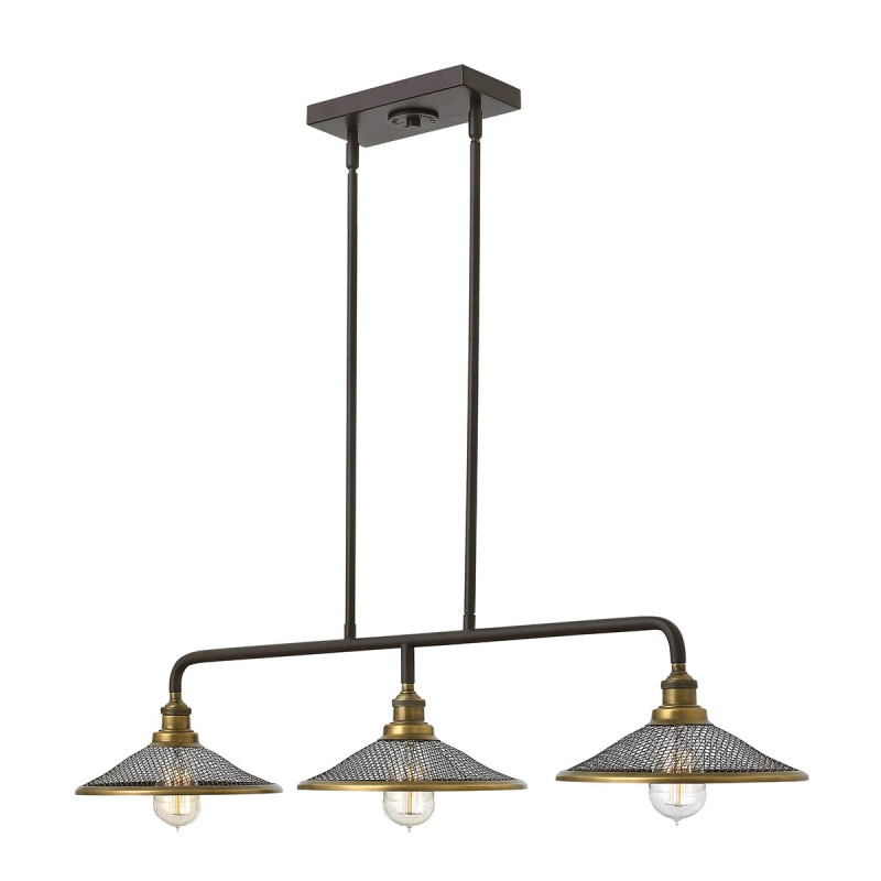 Lampa wyspowa Rigby - 3 źródła światła - Brązowy, mosiądz HK-RIGBY-ISLE-KZ