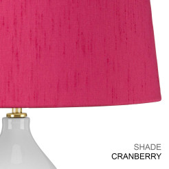 Lampa stołowa Isla - 1 źródło światła - Postarzany mosiądz, biały - Żurawinowy abażur ISLA-AB-TL-CRANBERRY