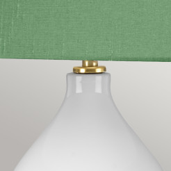Lampa stołowa Isla - 1 źródło światła - Postarzany mosiądz, biały - Zielony abażur ISLA-AB-TL-GREEN