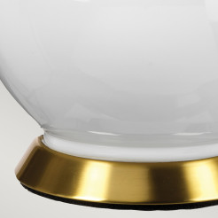 Lampa stołowa Isla - 1 źródło światła - Postarzany mosiądz, biały - Zielony abażur ISLA-AB-TL-GREEN