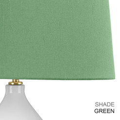 Lampa stołowa Isla - 1 źródło światła - Postarzany mosiądz, biały - Zielony abażur ISLA-AB-TL-GREEN