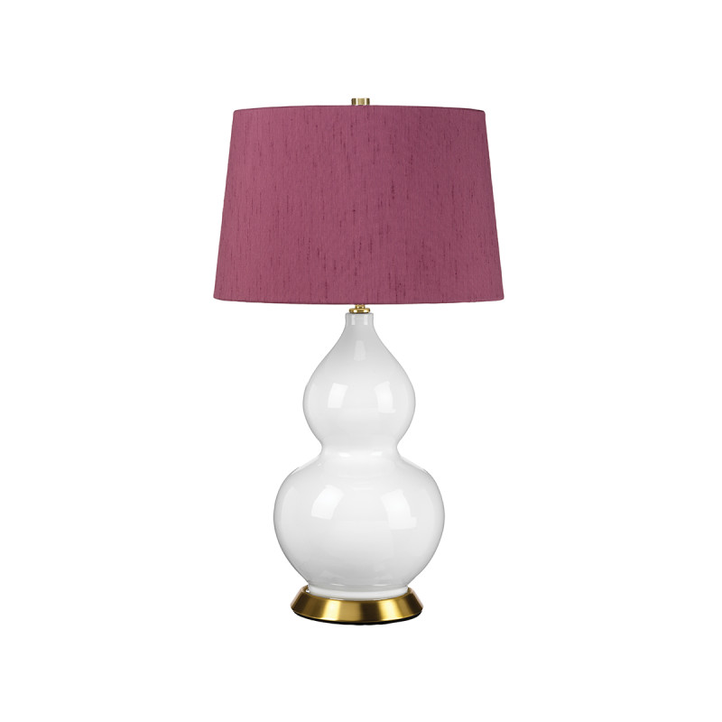 Lampa stołowa Isla - 1 źródło światła - Postarzany mosiądz, biały - Fioletowy abażur ISLA-AB-TL-PURPLE