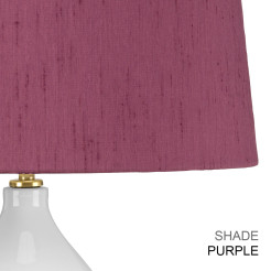 Lampa stołowa Isla - 1 źródło światła - Postarzany mosiądz, biały - Fioletowy abażur ISLA-AB-TL-PURPLE