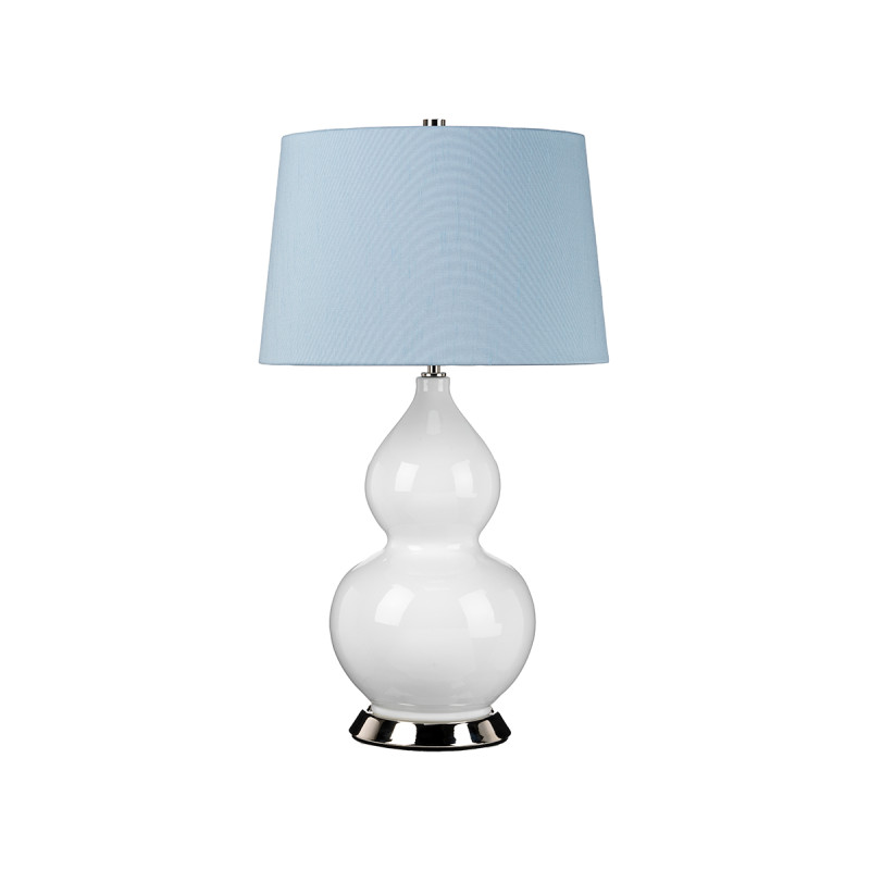 Lampa stołowa Isla - 1 źródło światła - Biały, polerowany nikiel - Niebieski abażur ISLA-PN-TL-BLUE