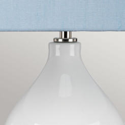 Lampa stołowa Isla - 1 źródło światła - Biały, polerowany nikiel - Niebieski abażur ISLA-PN-TL-BLUE