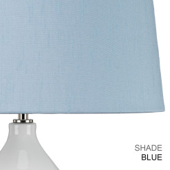 Lampa stołowa Isla - 1 źródło światła - Biały, polerowany nikiel - Niebieski abażur ISLA-PN-TL-BLUE