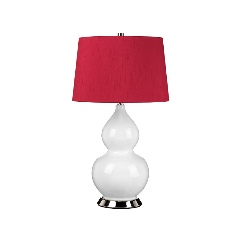 Lampa stołowa Isla - 1 źródło światła - Biały, polerowany nikiel - Czerwony abażur ISLA-PN-TL-RED