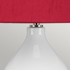 Lampa stołowa Isla - 1 źródło światła - Biały, polerowany nikiel - Czerwony abażur ISLA-PN-TL-RED