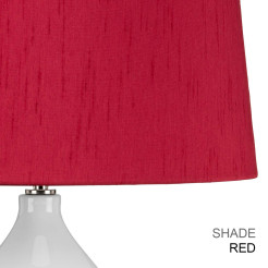 Lampa stołowa Isla - 1 źródło światła - Biały, polerowany nikiel - Czerwony abażur ISLA-PN-TL-RED