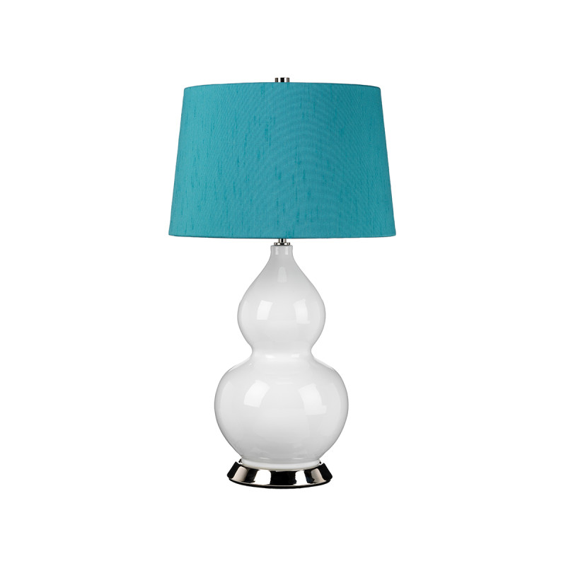 Lampa stołowa Isla - 1 źródło światła - Biały, polerowany nikiel - Turkusowy abażur ISLA-PN-TL-TEAL