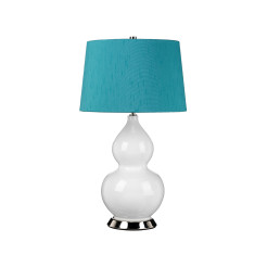Lampa stołowa Isla - 1 źródło światła - Biały, polerowany nikiel - Turkusowy abażur ISLA-PN-TL-TEAL