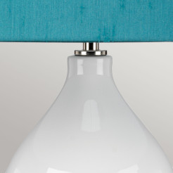Lampa stołowa Isla - 1 źródło światła - Biały, polerowany nikiel - Turkusowy abażur ISLA-PN-TL-TEAL