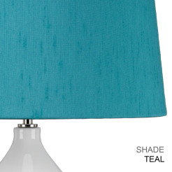 Lampa stołowa Isla - 1 źródło światła - Biały, polerowany nikiel - Turkusowy abażur ISLA-PN-TL-TEAL
