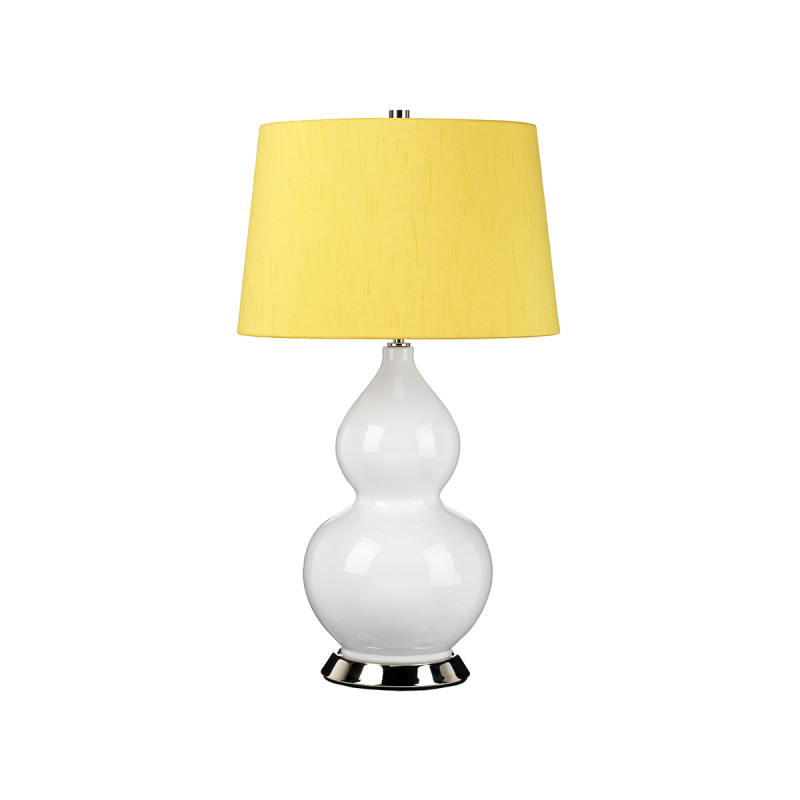 Lampa stołowa Isla - 1 źródło światła - Biały, polerowany nikiel - Żółty abażur ISLA-PN-TL-YELLOW