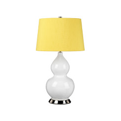 Lampa stołowa Isla - 1 źródło światła - Biały, polerowany nikiel - Żółty abażur ISLA-PN-TL-YELLOW