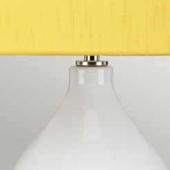 Lampa stołowa Isla - 1 źródło światła - Biały, polerowany nikiel - Żółty abażur ISLA-PN-TL-YELLOW
