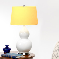 Lampa stołowa Isla - 1 źródło światła - Biały, polerowany nikiel - Żółty abażur ISLA-PN-TL-YELLOW