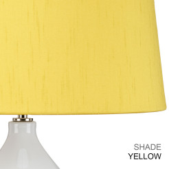 Lampa stołowa Isla - 1 źródło światła - Biały, polerowany nikiel - Żółty abażur ISLA-PN-TL-YELLOW