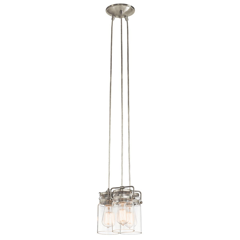 Lampa wisząca Brinley - 3 źródła światła - Szczotkowany nikiel KL-BRINLEY3-NI